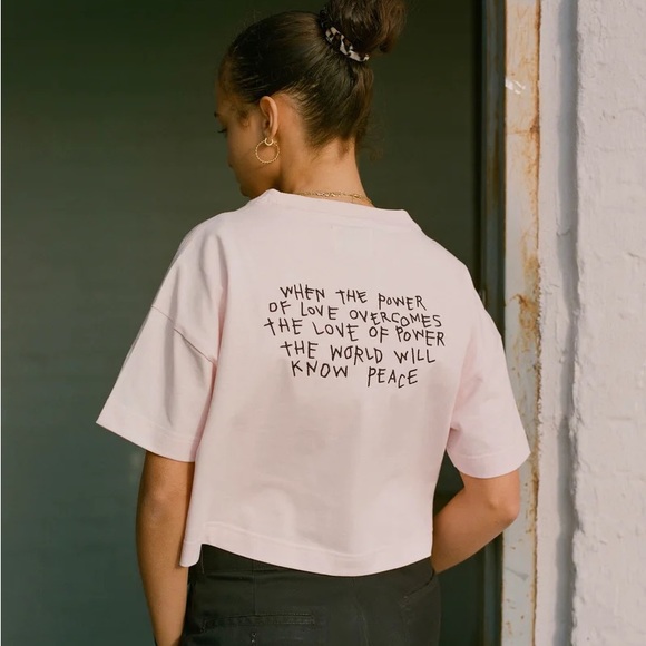 CHNGE Peace Power of Love Crop Top in Mint. Size S (small). - Picture 2 of 8